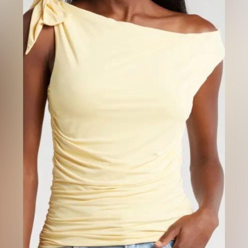 WAYF Draped One-Shoulder Top – Yellow – XL – NWT